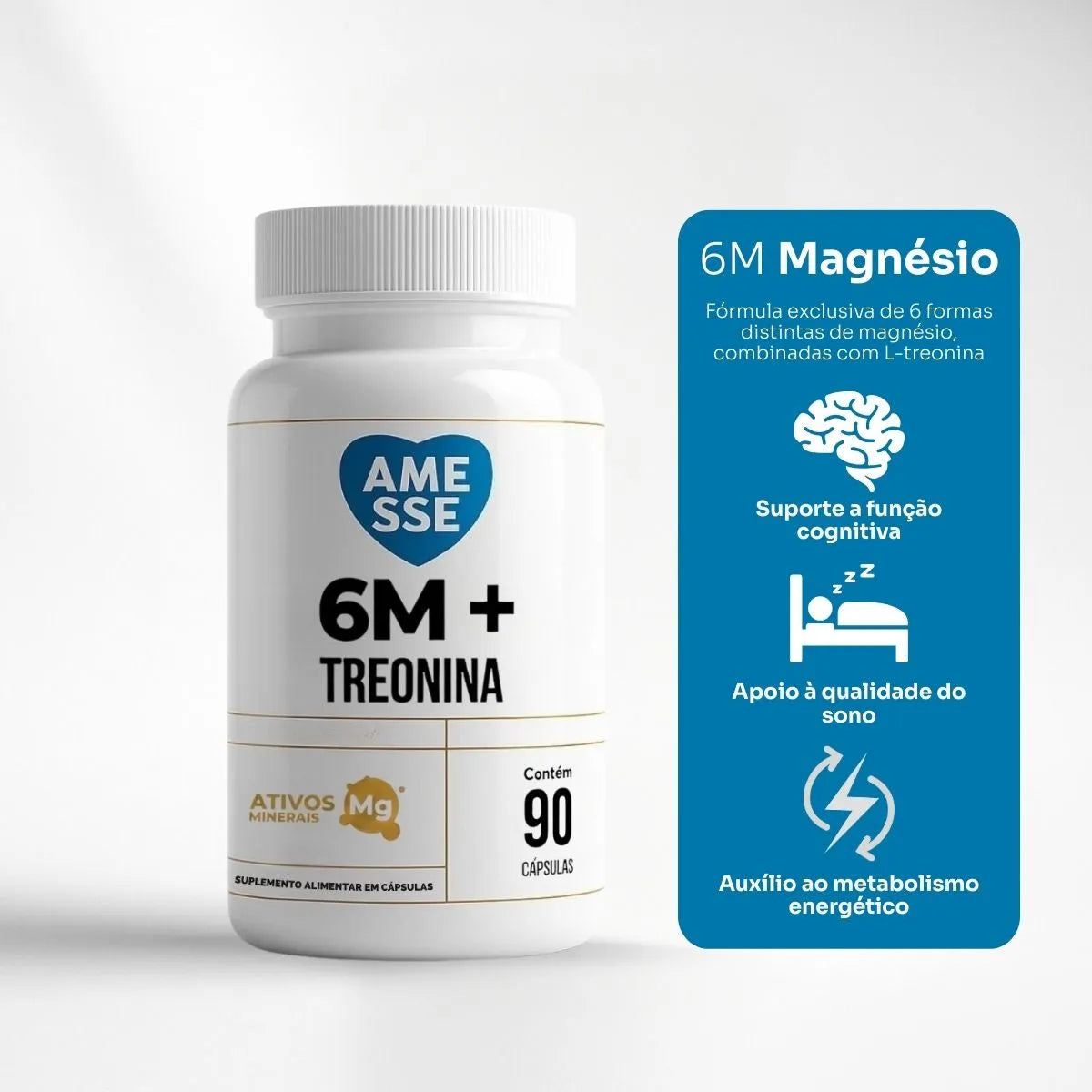 6 MAGNESIOS + TREONINA Amesse 90 Capsulas - 6M